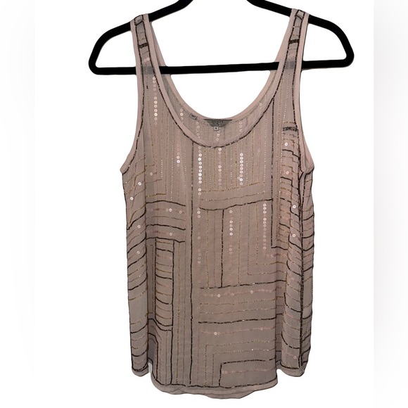 Guess Los Angelas Women’s Sheer Metallic Beaded Tank Size S Excellent Condition - Picture 2 of 5